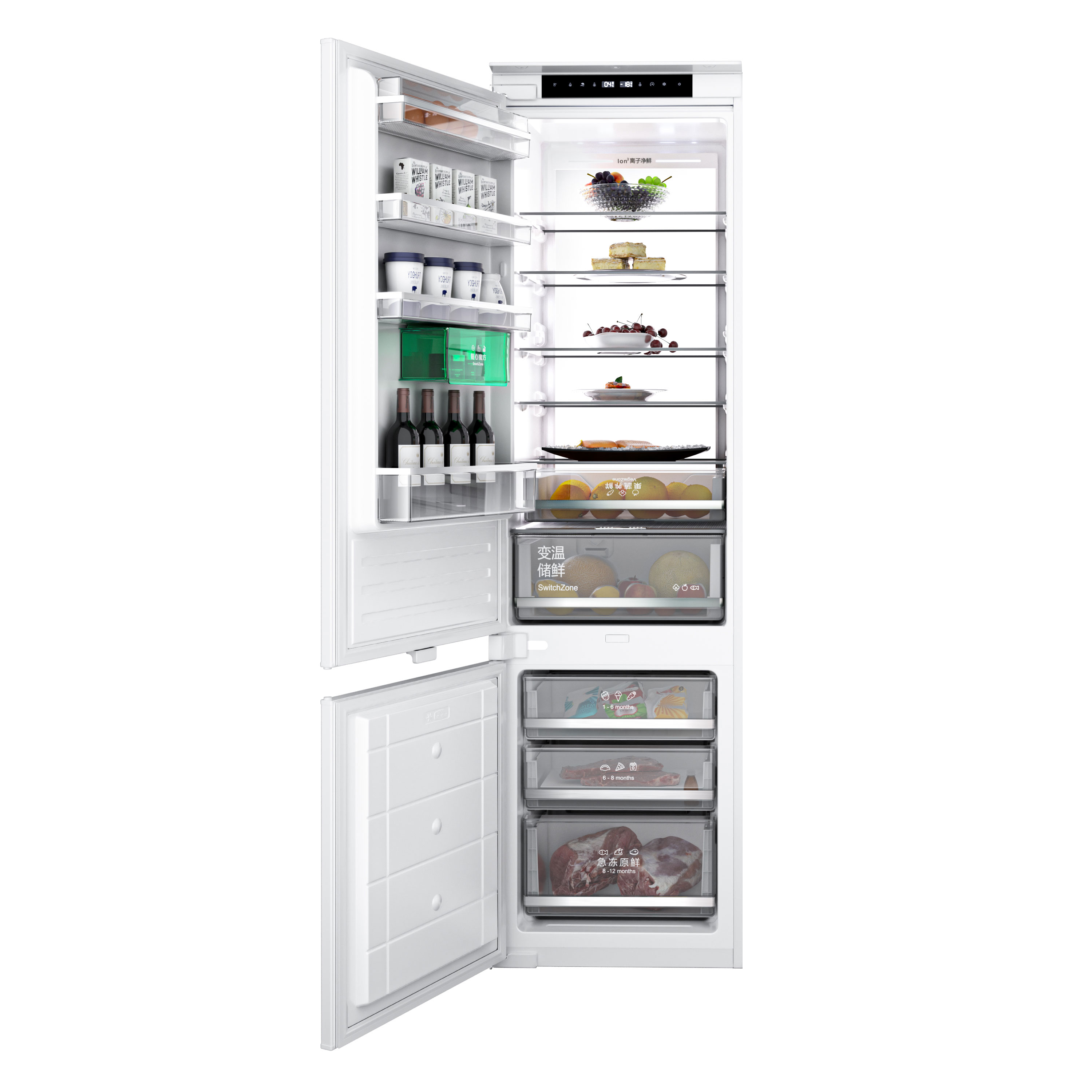 领厨大容量双门嵌入式冰箱