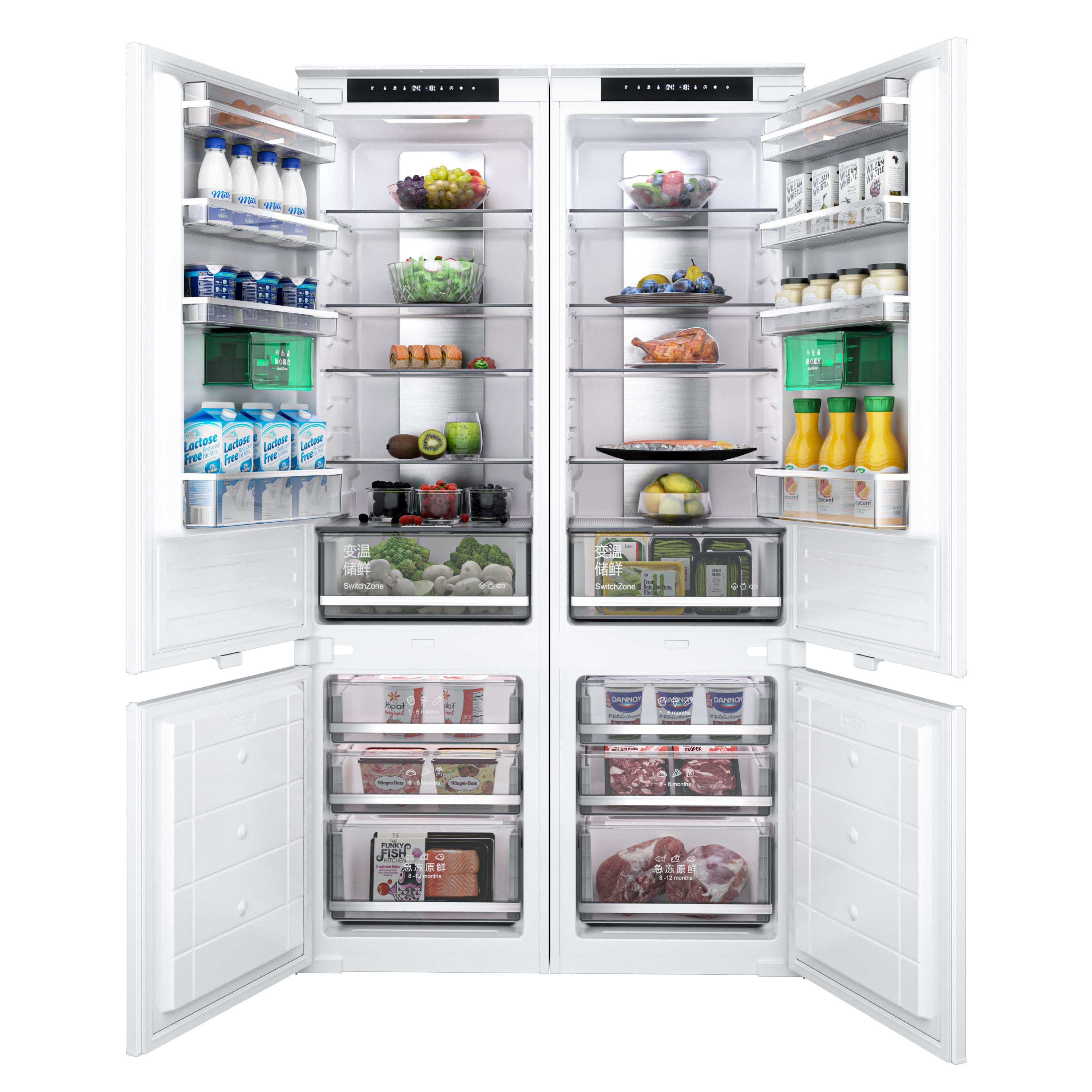 领厨大容量双开门嵌入式冰箱